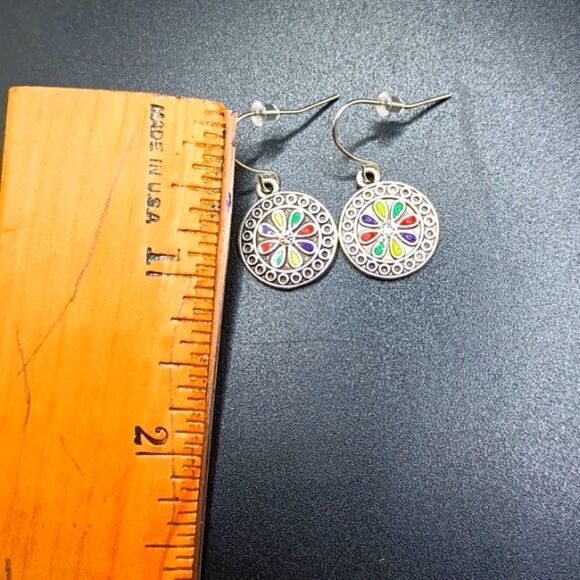 MINIMALIST boho silver floral earrings - Picture 4 of 4